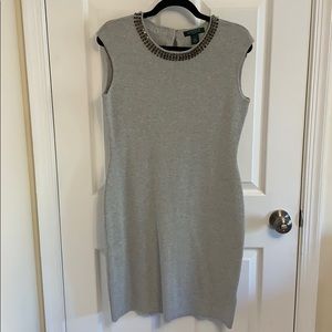 Gray Lauren Ralph Lauren Dress Bejeweled Neckline